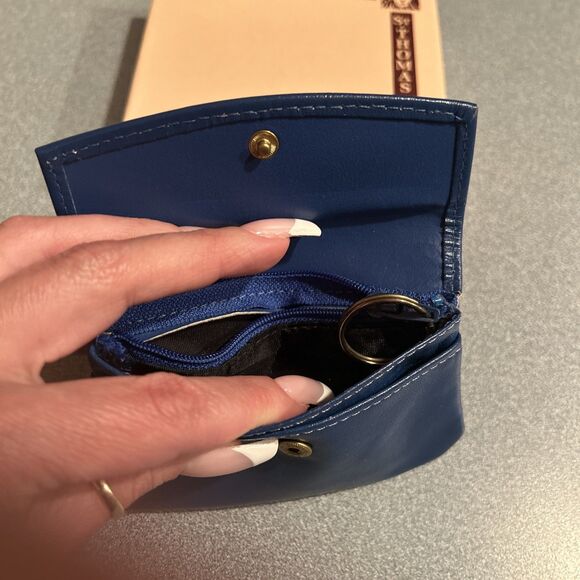 NWOT Anne Klein St. Thomas Blue Cowhide Coin Purse Wallet - Picture 4 of 6